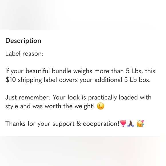 Extra Shipping Label For Overweight Bundle/Package 📦 *** Thank you! 😘 - Picture 2 of 3